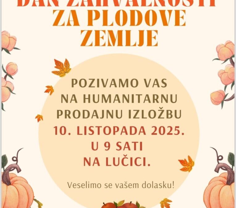 Poziv na humanitarni sajam-Dan zahvalnosti za plodove zemlje